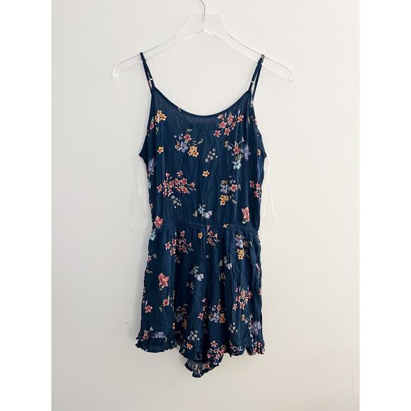 Be Cool Blue Multi Color Floral Tank Romper Size Small - Picture 2 of 7
